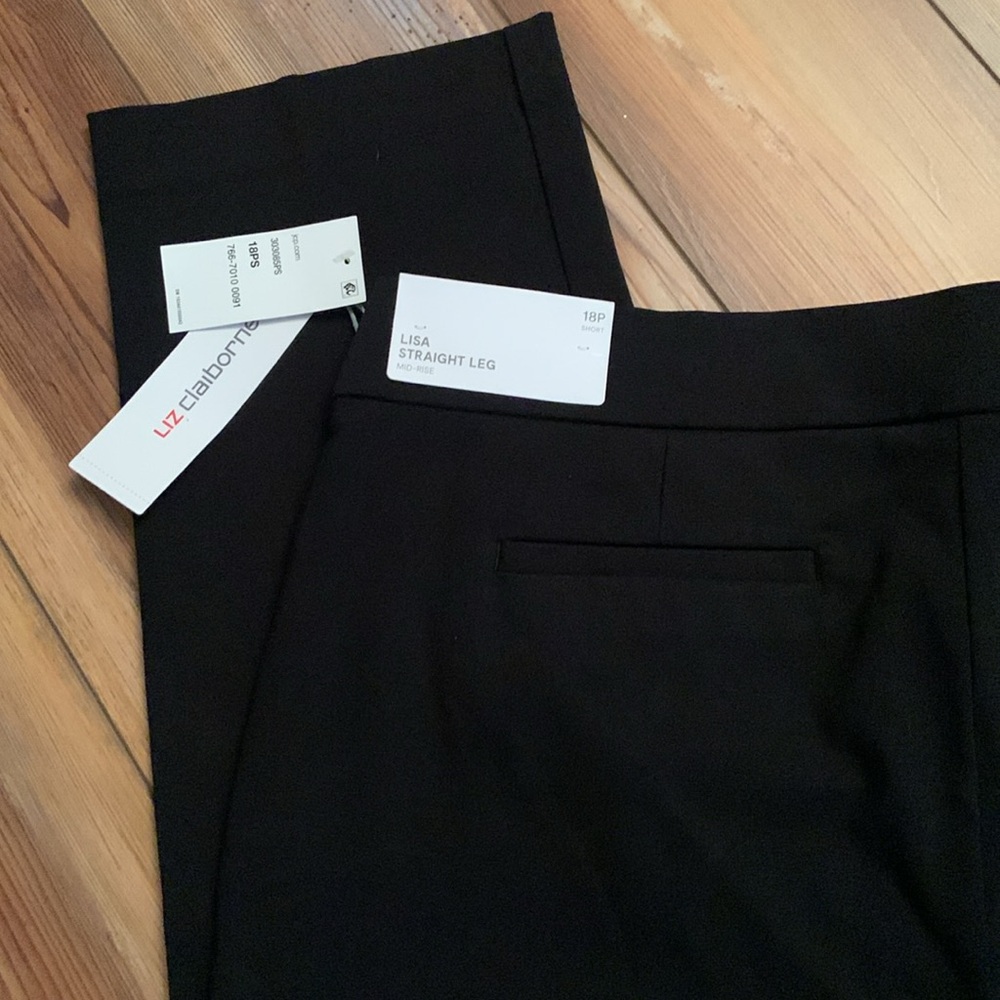 NWT Liz Claiborne Lisa Straight Leg Mid-Rise Pull-On Pants Size 18P Short - Picture 8 of 11